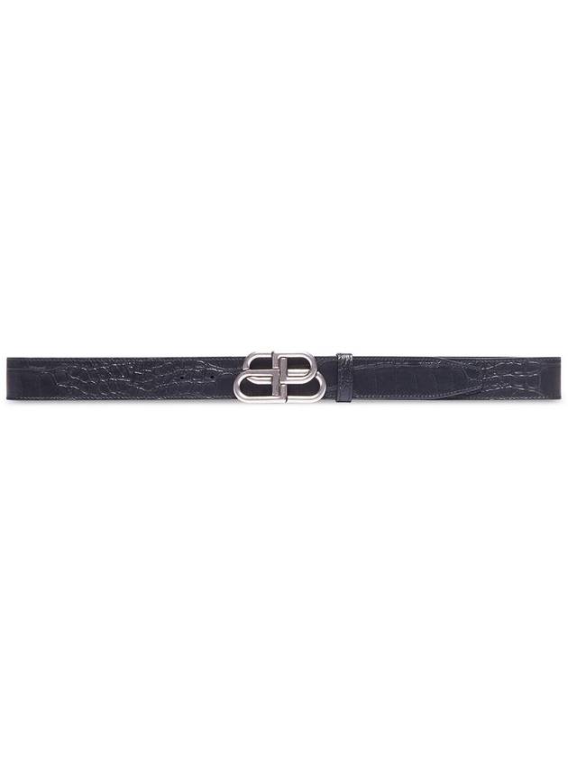 Men's BB Buckle Leather Belt Black - BALENCIAGA - BALAAN 2