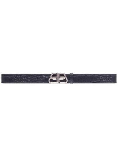 Men's BB Buckle Leather Belt Black - BALENCIAGA - BALAAN 2