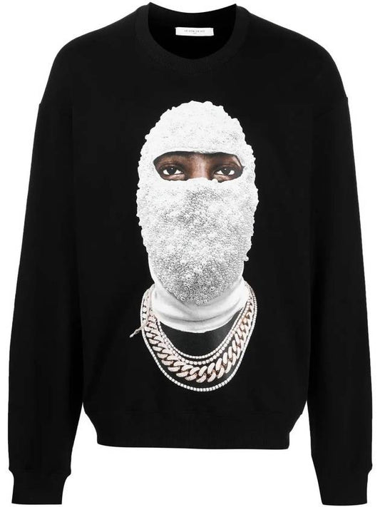 Men s White Mask Printing Round Sweatshirt Black NUW22225 009 - IH NOM UH NIT - BALAAN 2