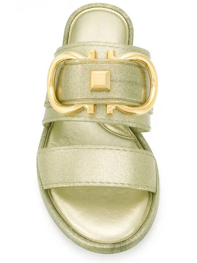 11th Anniversary Taryn Double Gancini Sandals Gold 0726358 - SALVATORE FERRAGAMO - BALAAN 4