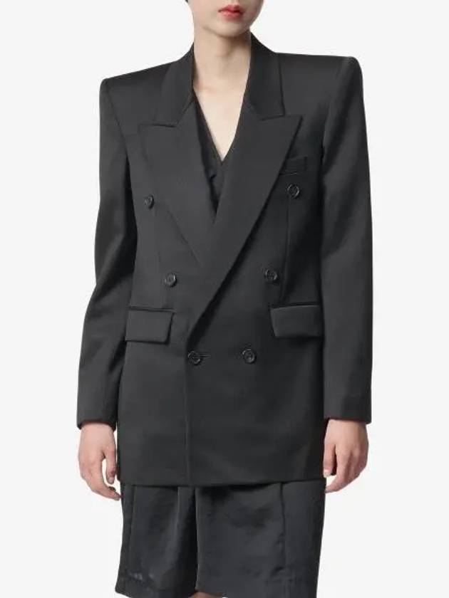 Double Breasted Blazer Jacket Black - SAINT LAURENT - BALAAN 2