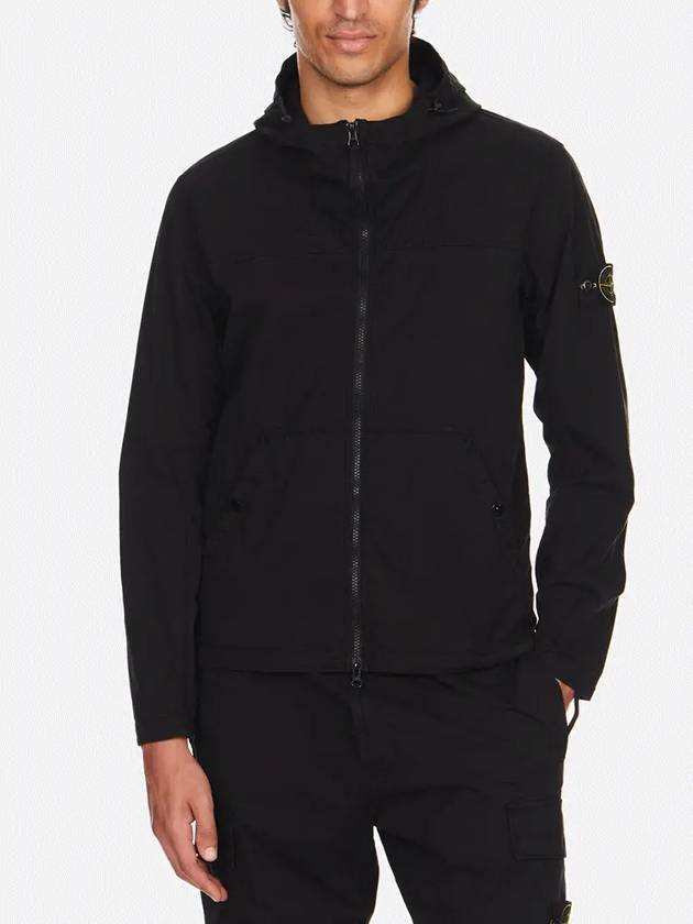 Supima Cotton Twill Stretch-TC Over Hooded Jacket Black - STONE ISLAND - BALAAN 4