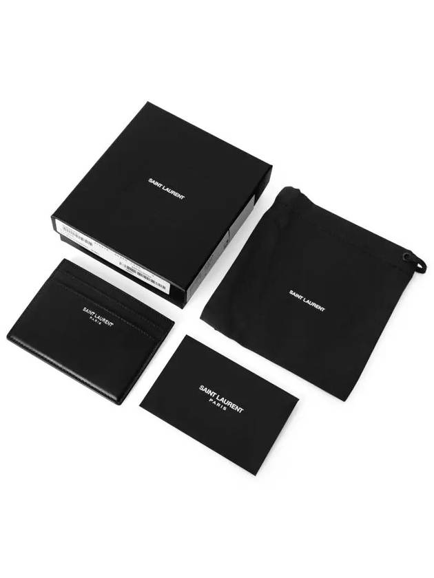 Smooth Leather Classic Logo Card Wallet Black - SAINT LAURENT - BALAAN 5