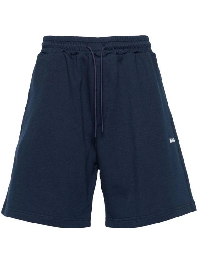 Micro Logo Cotton Shorts Navy - MSGM - BALAAN 1