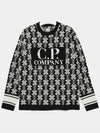 Intarsia Logo Virgin Wool Knit Top Black - CP COMPANY - BALAAN 4