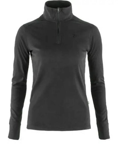 Women's Half Zip Long Sleeve T-Shirt Dark Grey - FJALL RAVEN - BALAAN 2