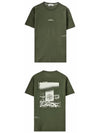 Men's Chest Logo Back Print Short Sleeve T-Shirt Olive Green - STONE ISLAND - BALAAN 6