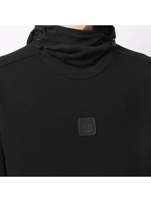 Logo Flag Brushed Hoodie Black - CP COMPANY - BALAAN 4