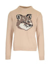 Men's Big Fox Head Classic Pullover Knit Top Beige - MAISON KITSUNE - BALAAN 2