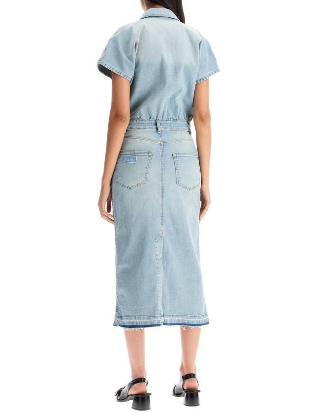 stretch denim midi dress in 8 - GANNI - BALAAN 3