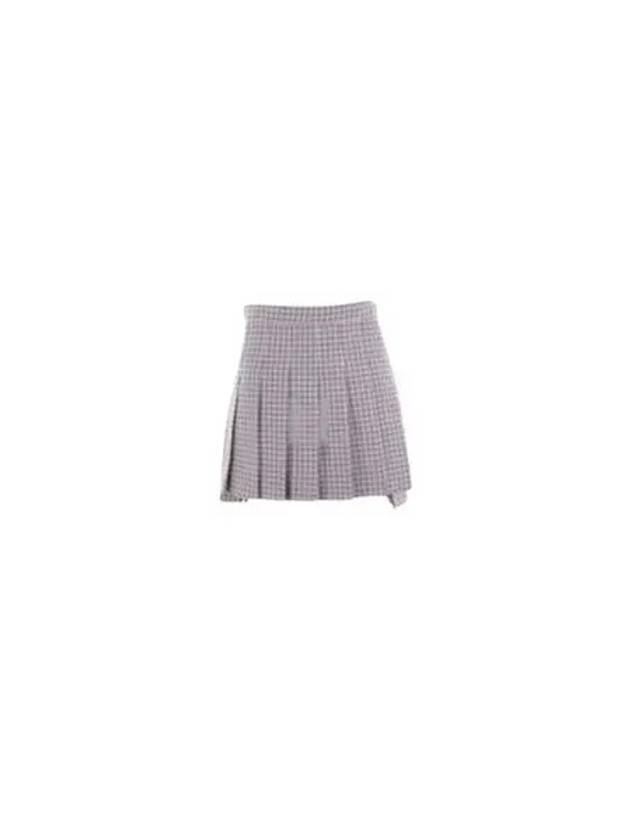 Women's Check Pattern Cotton Blend Pleats Skirt Red - THOM BROWNE - BALAAN 2