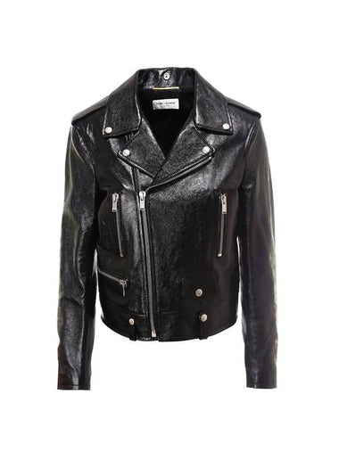 Classic Leather Biker Jacket Black - SAINT LAURENT - BALAAN 1