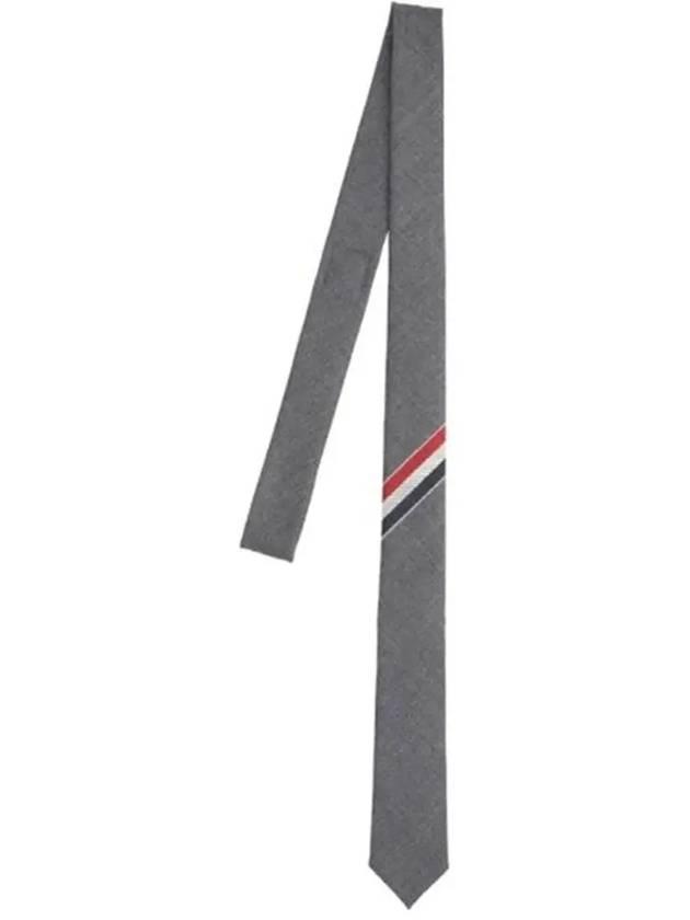 Three-Line Engineer Stripe Wool  Neck Tie Dark Grey - THOM BROWNE - BALAAN 2