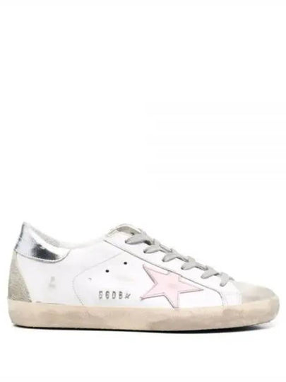 Women's Superstar Silver Heel Tab Pink Star Low Top Sneakers White - GOLDEN GOOSE - BALAAN 2