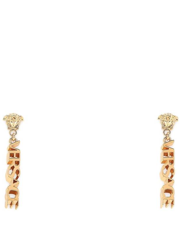 Logo Drop Earrings Gold - VERSACE - BALAAN 2