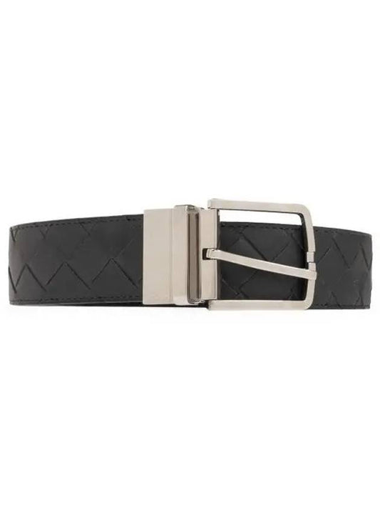 Intrecciato Reversible Leather Belt Black Blue - BOTTEGA VENETA - BALAAN 2