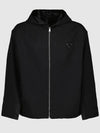 Triangle Logo Oversized Wool Hooded Jacket Black - PRADA - BALAAN 2