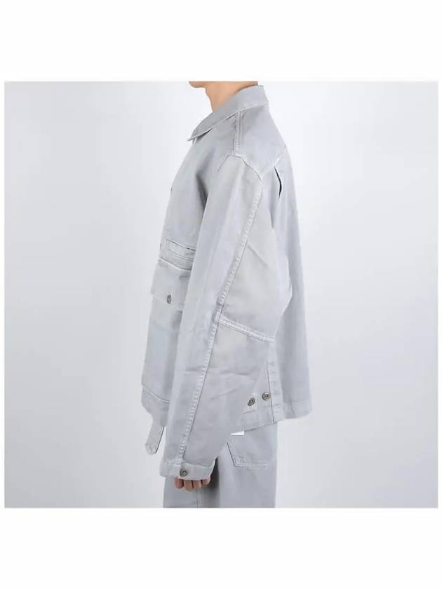 Boxy Oversized Denim Jacket Snow Blue Grey - LEMAIRE - BALAAN 4