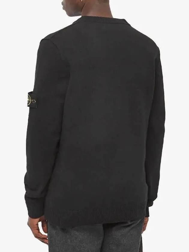 Wappen Patch Crew Neck Wool Knit Top Black - STONE ISLAND - BALAAN 5