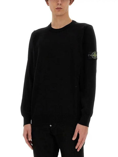 Crewneck Soft Cotton Knit Top Black - STONE ISLAND - BALAAN 2