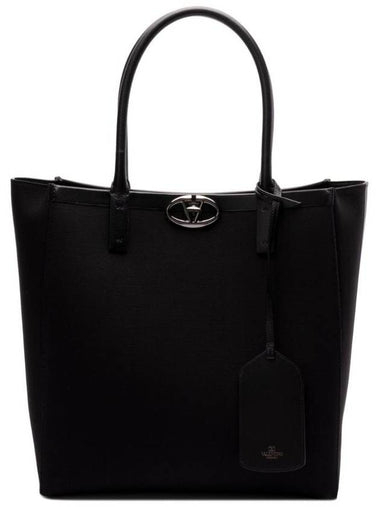 V Logo Lock Tote Bag Black - VALENTINO - BALAAN 1