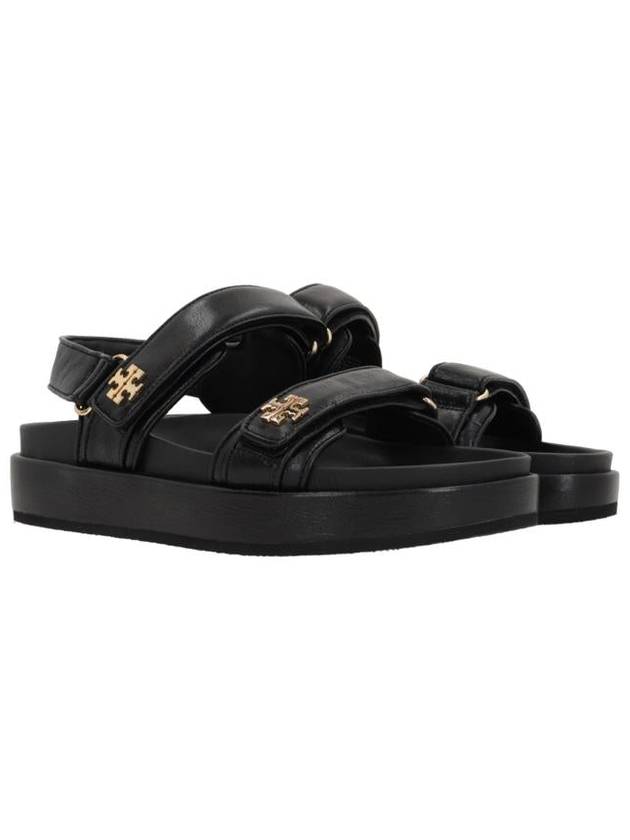 Kira Sports Logo Leather Sandals Black - TORY BURCH - BALAAN 2