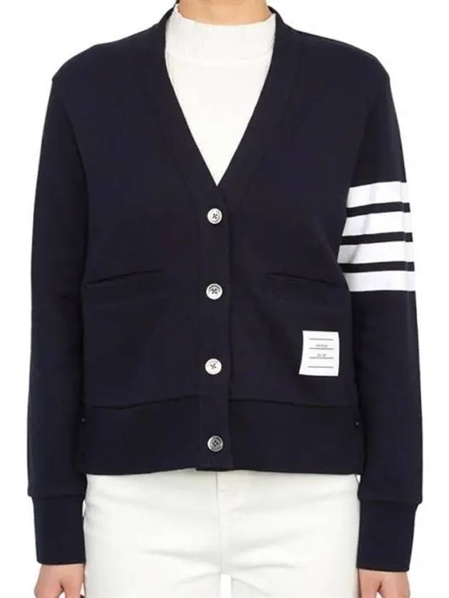 4-Bar Loopback Jersey Cardigan Navy - THOM BROWNE - BALAAN 2