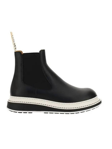 Logo Tab Calfskin Chelsea Boots Black - LOEWE - BALAAN 1