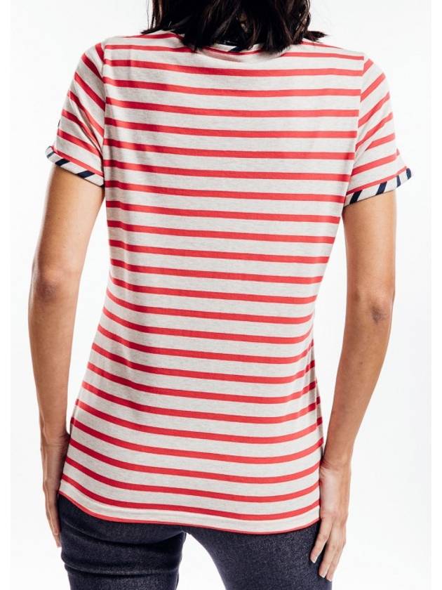 Red Stripe Short Sleeve 7841UKNATURELTULIPE VILLEFRANCHE - SAINT JAMES - BALAAN 7