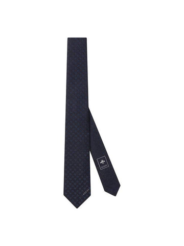 Horsebit Silk Jacquard Tie Navy - GUCCI - BALAAN 1