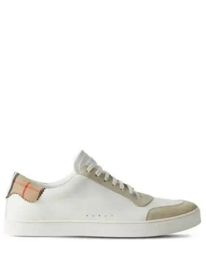 Leather Suede Check Cotton Low Top Sneakers White - BURBERRY - BALAAN 2