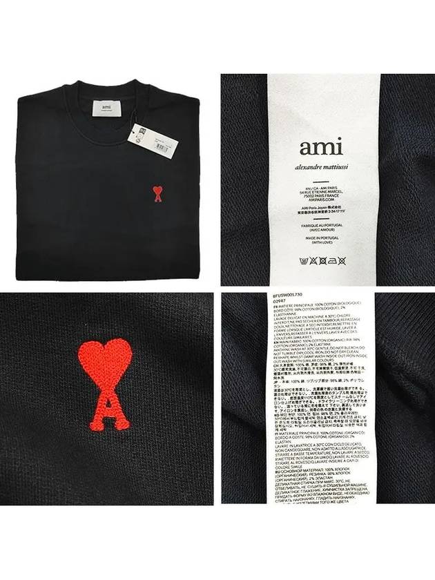 Small Heart Logo Sweatshirt Black - AMI - BALAAN 6