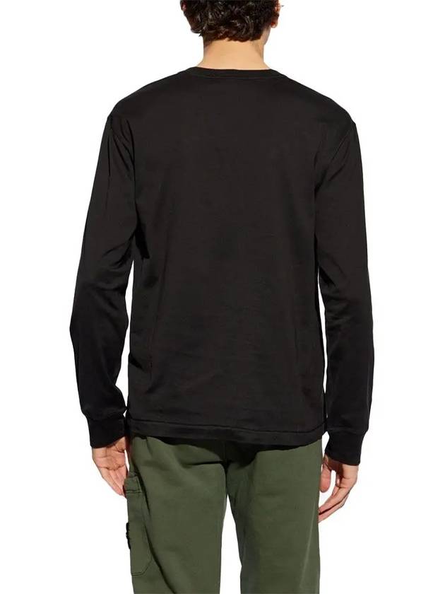 Chest Patch Long Sleeve T-Shirt Black - STONE ISLAND - BALAAN 4