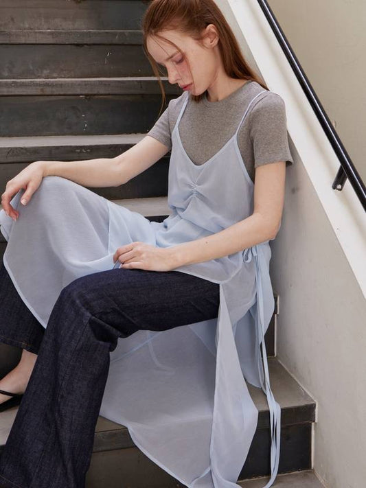 See through sleeveless long dress sky blue - LESEIZIEME - BALAAN 2