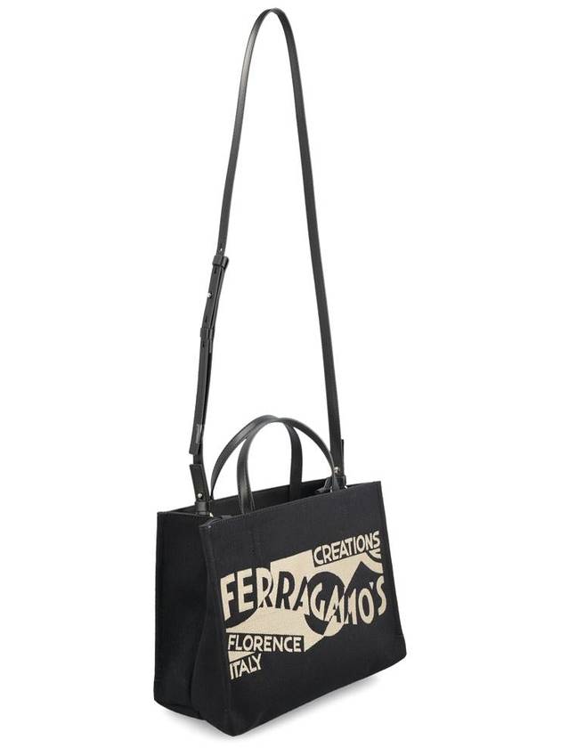 Logo Print Tote Bag Black - SALVATORE FERRAGAMO - BALAAN 4