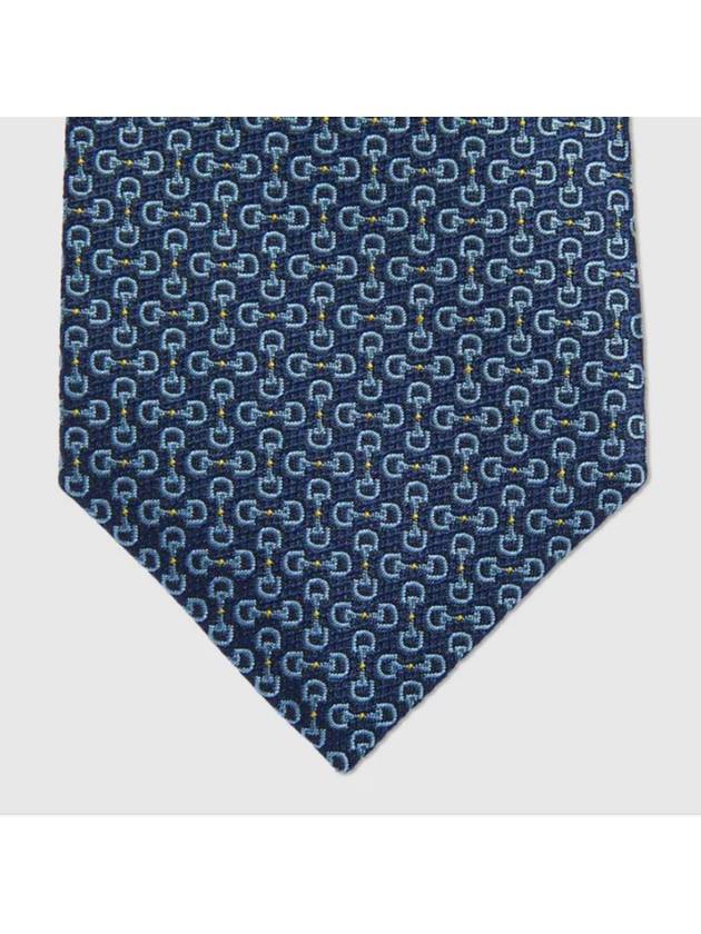 Horsebit Jacquard Silk Tie Blue - GUCCI - BALAAN 3