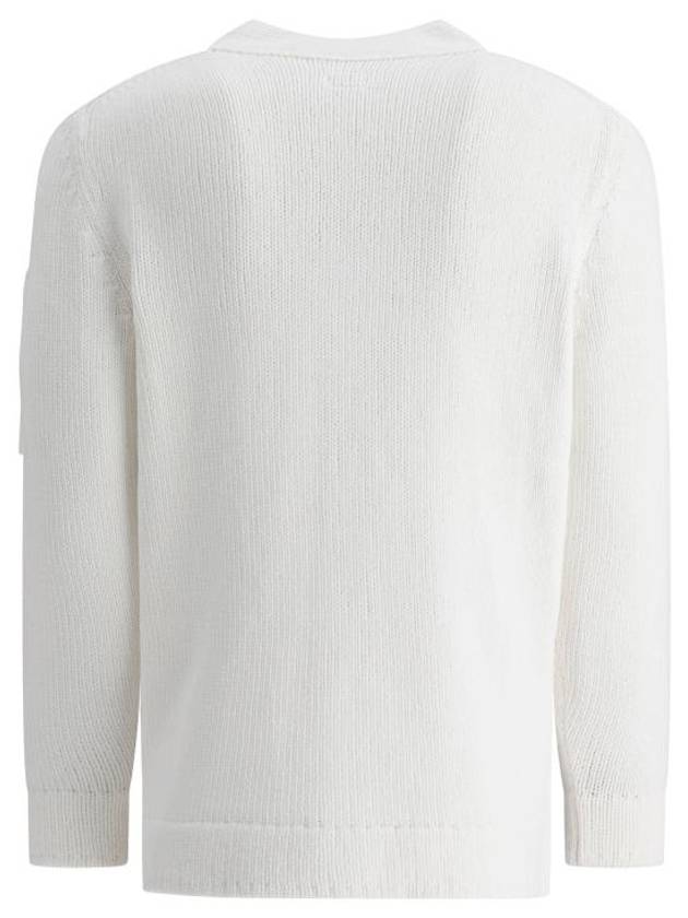 Cotton Chenille Buttoned Cardigan White - CP COMPANY - BALAAN 3