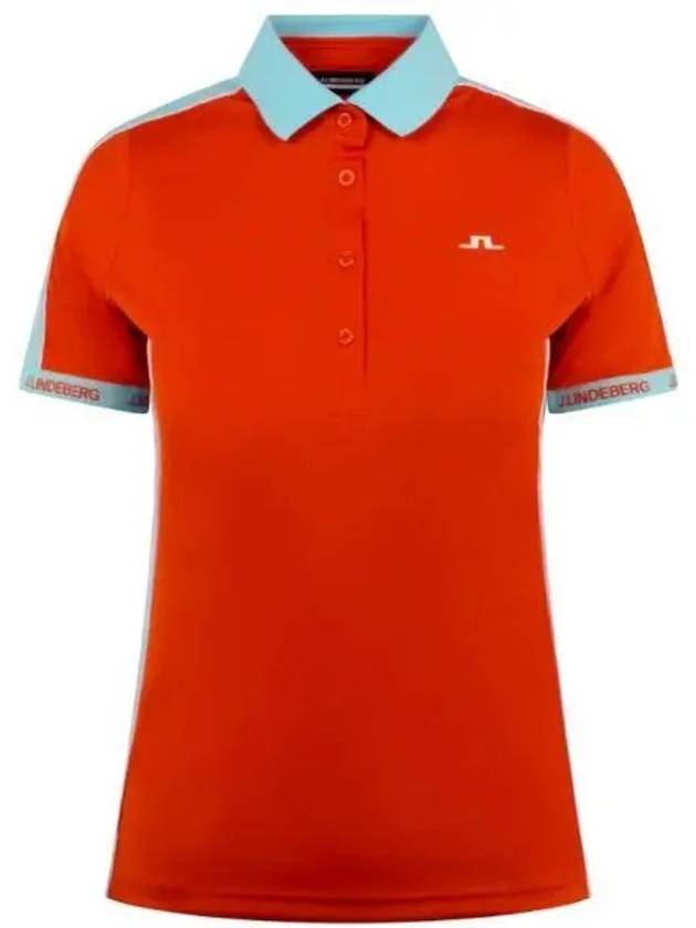 Demi Short Sleeve Polo Shirt Tangerine Tango - J.LINDEBERG - BALAAN 2