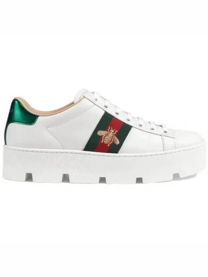 Ace Embroidered Bee Platform Low Top Sneakers White - GUCCI - BALAAN 2