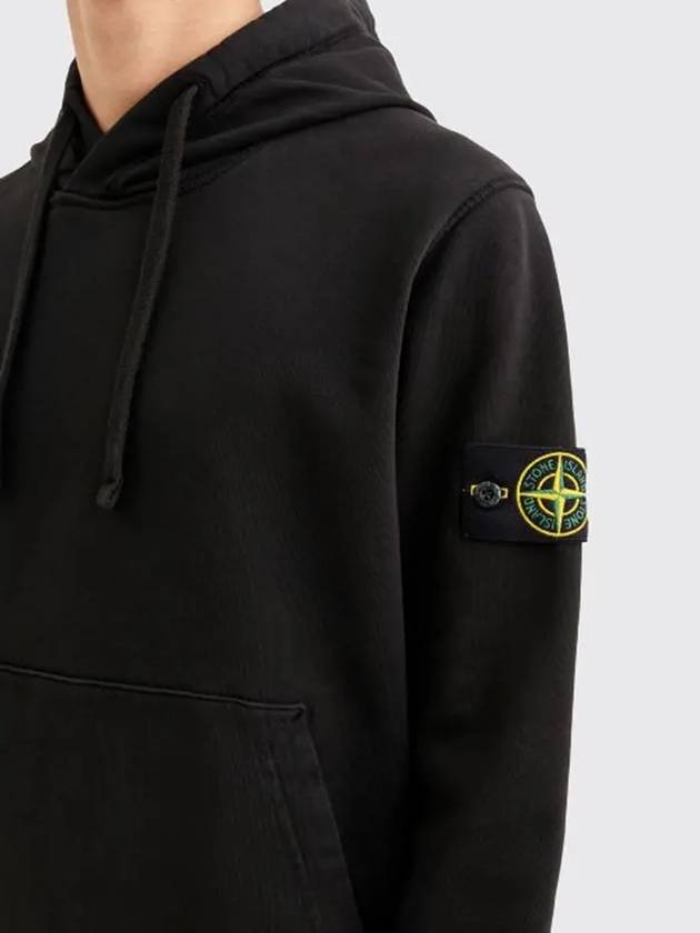 Men's Wappen Patch Cotton Hoodie Black - STONE ISLAND - BALAAN 6