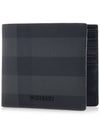 Check And Leather Half Wallet Charcoal - BURBERRY - BALAAN 2