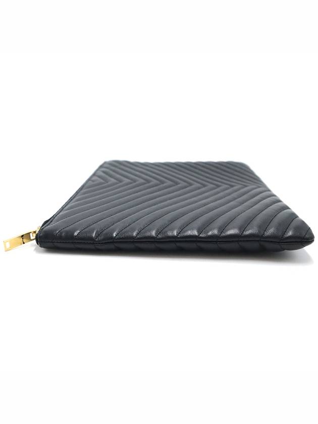 Saint Laurent 440222 Black Matelasse Monogram Document Holder Strap Clutch - SAINT LAURENT - BALAAN 5