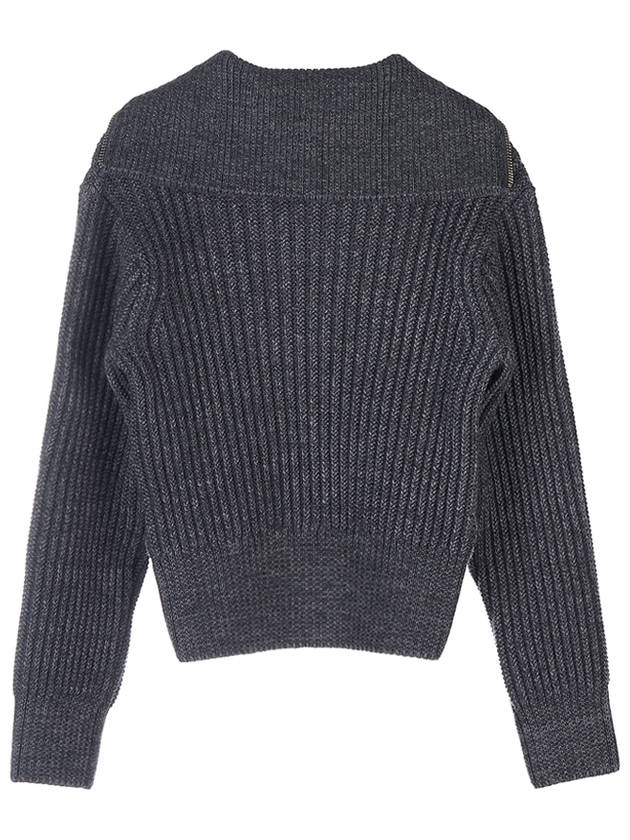 high neck virgin wool knit top heather gray - AMI - BALAAN.