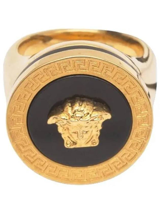 Enamel Medusa Ring Black Gold - VERSACE - BALAAN 1