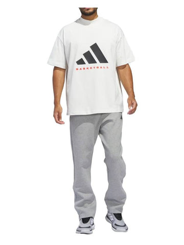 Logo Print Basketball Short Sleeve T-Shirt Cloud White - ADIDAS - BALAAN 1