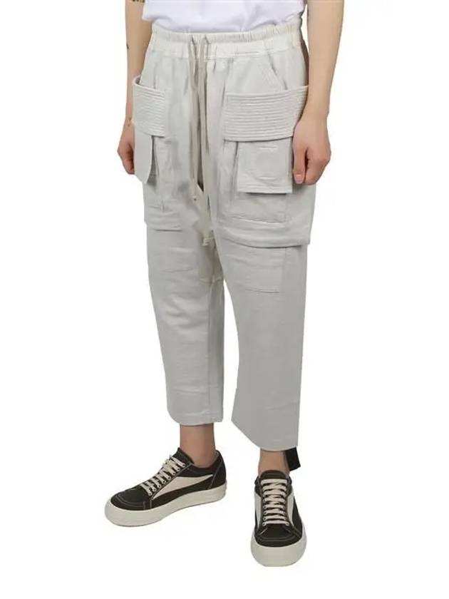 Cargo Crop Drawstring Baggy Pants Milk - RICK OWENS - BALAAN.