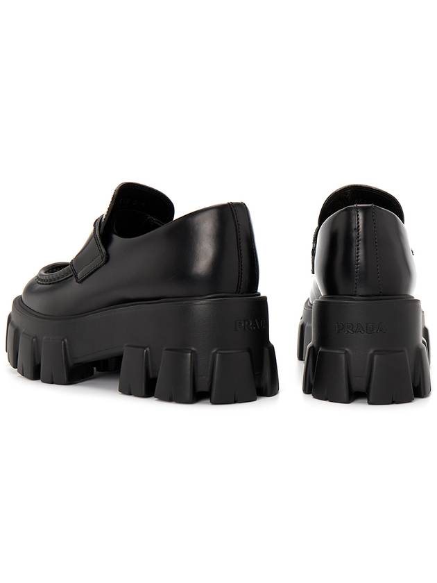 Monolith Brushed Leather Platform Loafers Black - PRADA - BALAAN 7