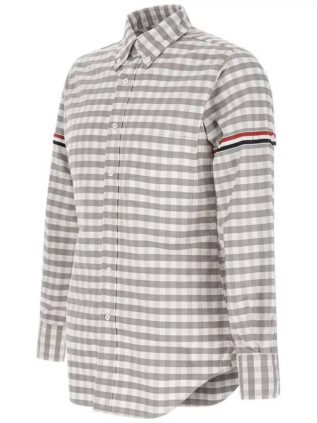 Men's Check Oxford Long Sleeve Shirt Grey - THOM BROWNE - BALAAN 5