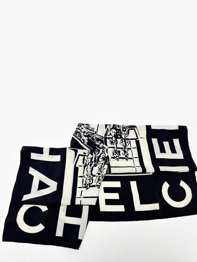 Logo Print White Black Scarf 4VCHF24679 - CHANEL - BALAAN 5