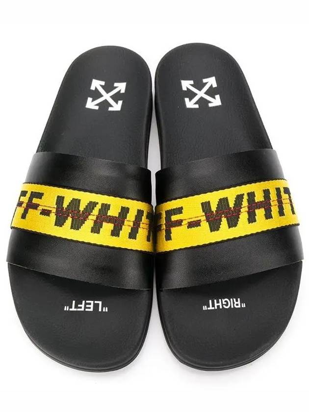 Men's Industrial Yellow Logo Slippers Black - OFF WHITE - BALAAN 4